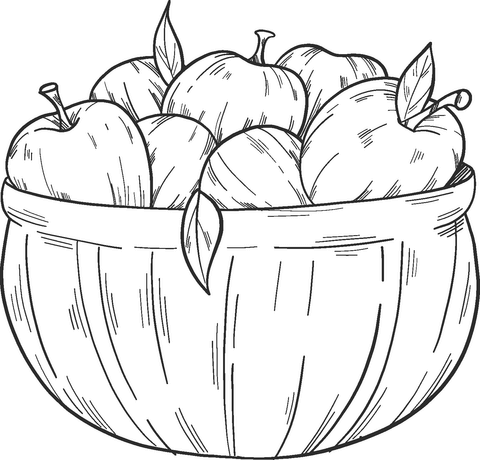 Basket With Apples Coloring Page